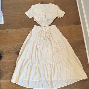 Moon River Cream Cutout Tie-Front Midi Dress – Size S